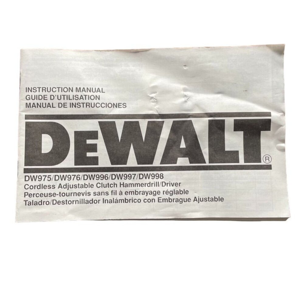 Dewalt Cordless Adjustable Clutch Hammerdrill Manual Instructions u